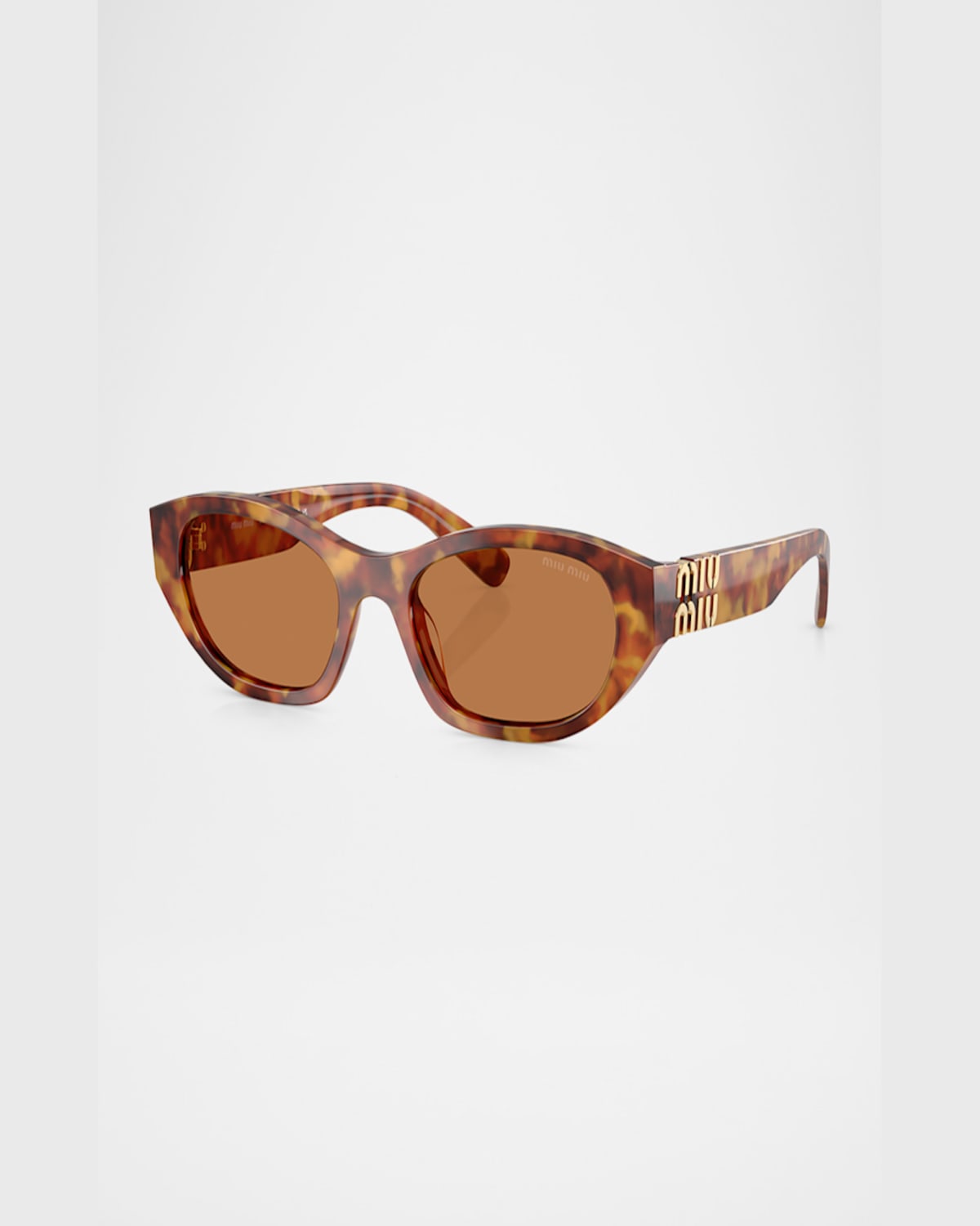 Miu Miu Womens Brown Mu A03s Oval-frame Acetate Sunglasses In Lite Havana