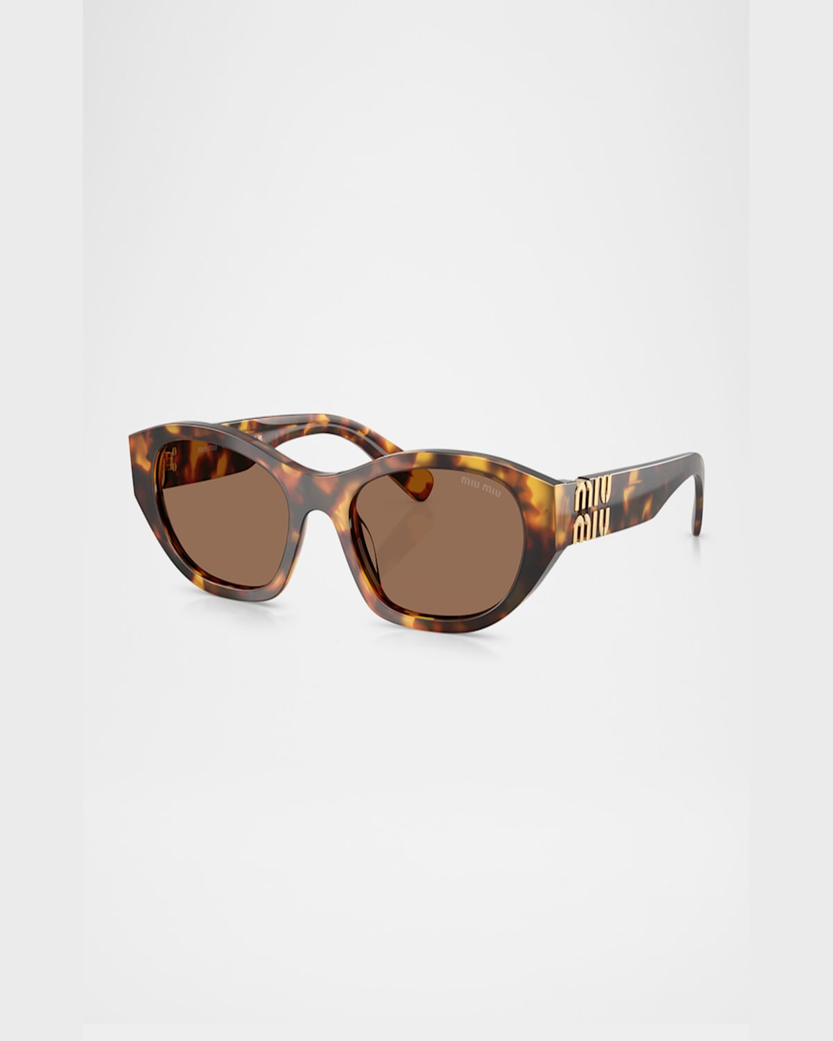 Miu Miu Womens Brown Mu A03s Oval-frame Acetate Sunglasses In Lite Havana