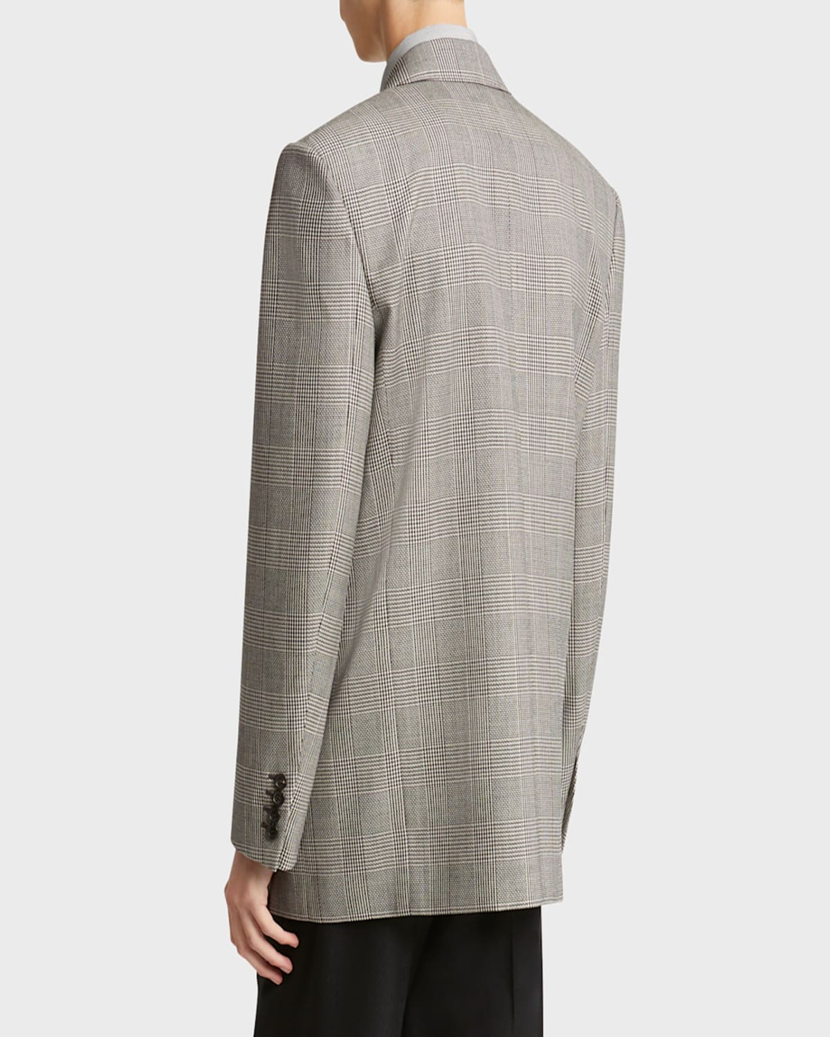 Saint Laurent Men's Double-breasted Relaxed Blazer In Wh/blk/gry