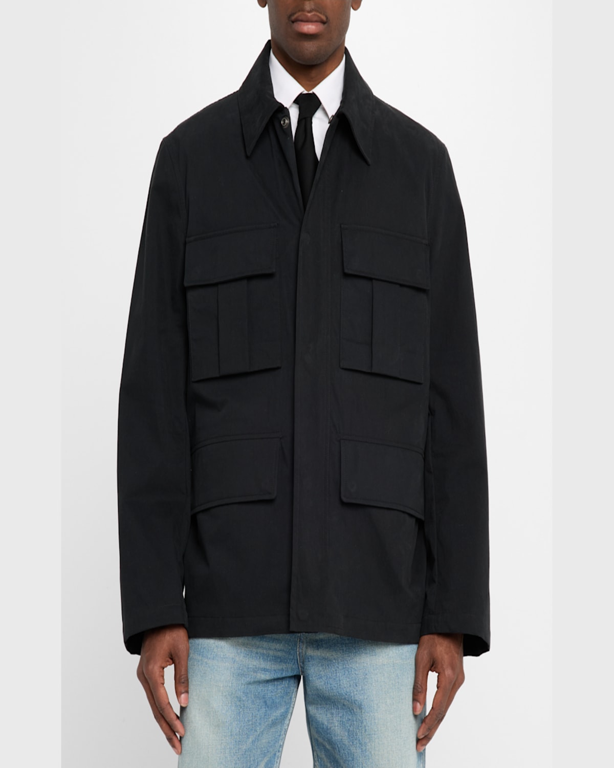 Saint Laurent Men's Multi-pocket Utility Jacket In Nero