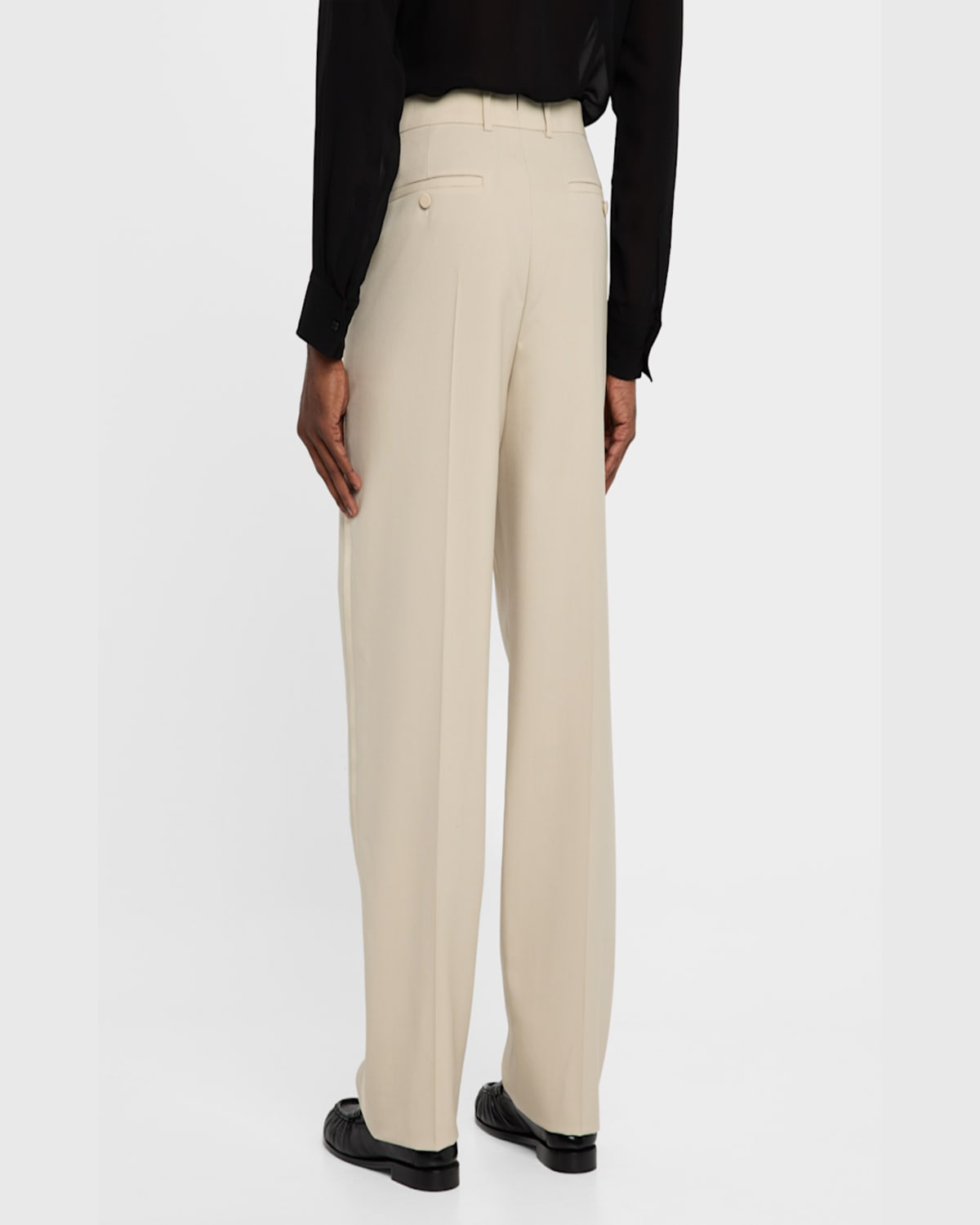 Saint Laurent Men's Pleated Tuxedo Pants In Camel