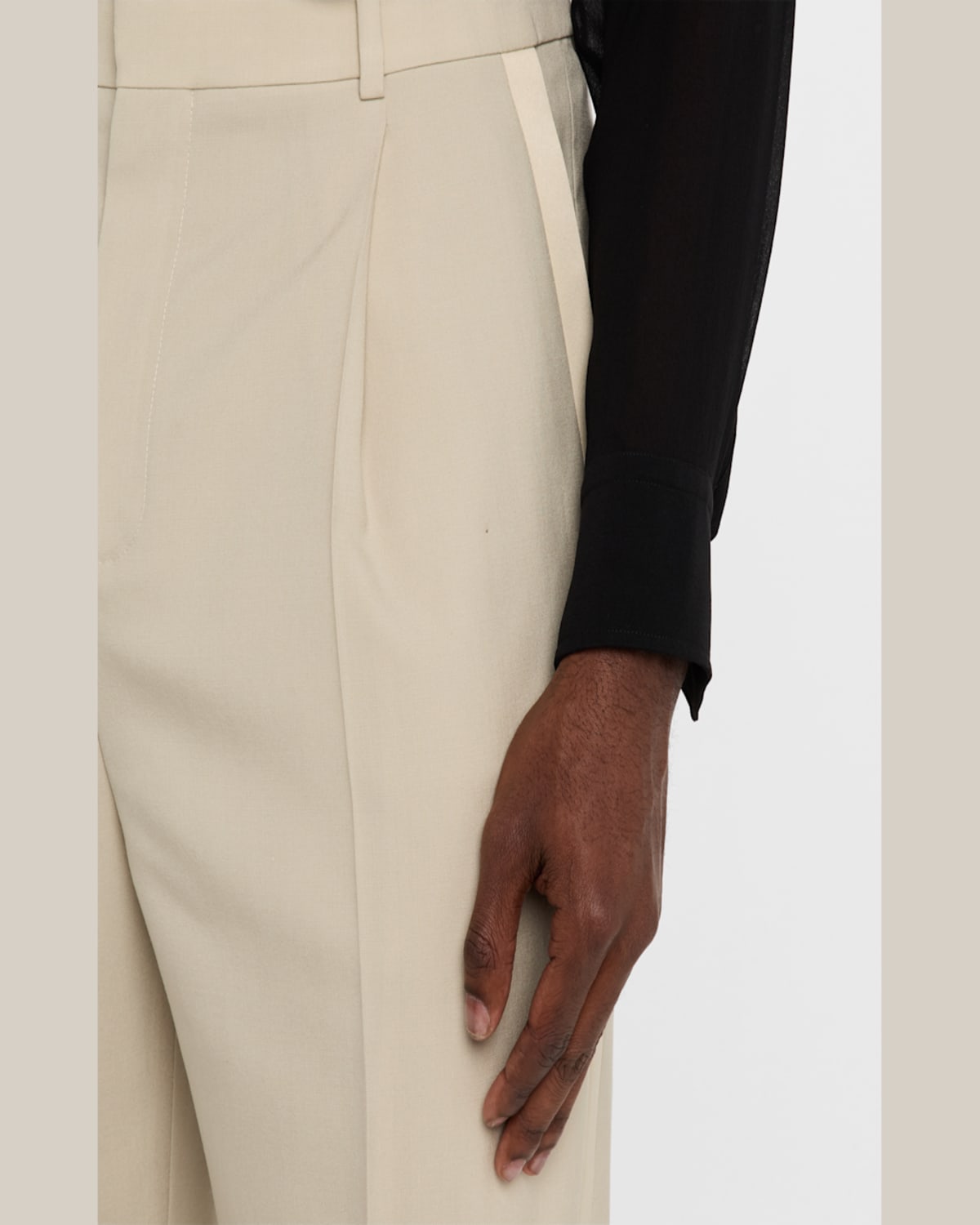 Saint Laurent Men's Pleated Tuxedo Pants In Camel