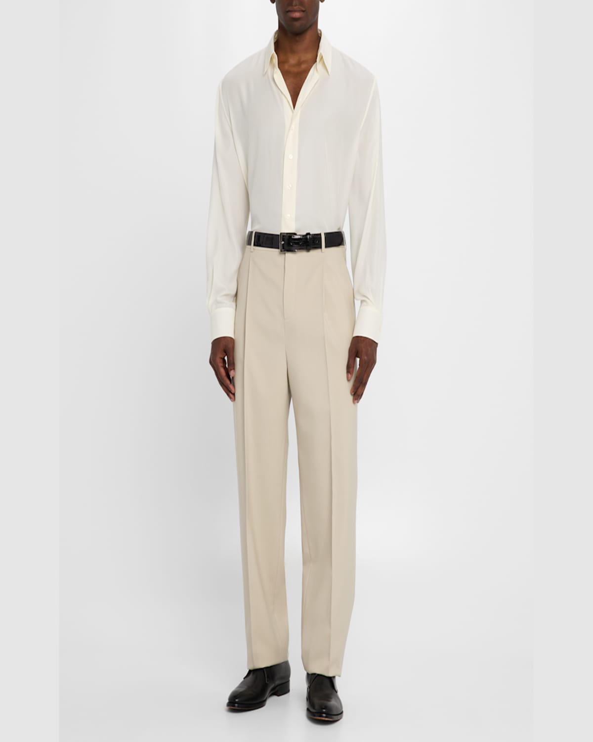 Saint Laurent Men's Pleated Silk Sport Shirt