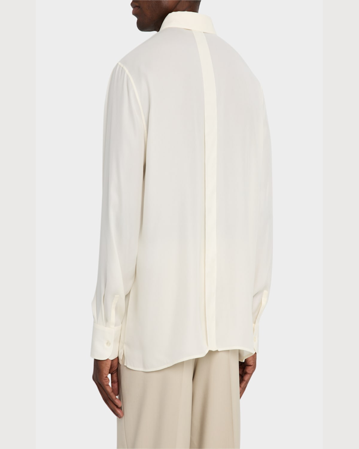 Saint Laurent Men's Pleated Silk Sport Shirt