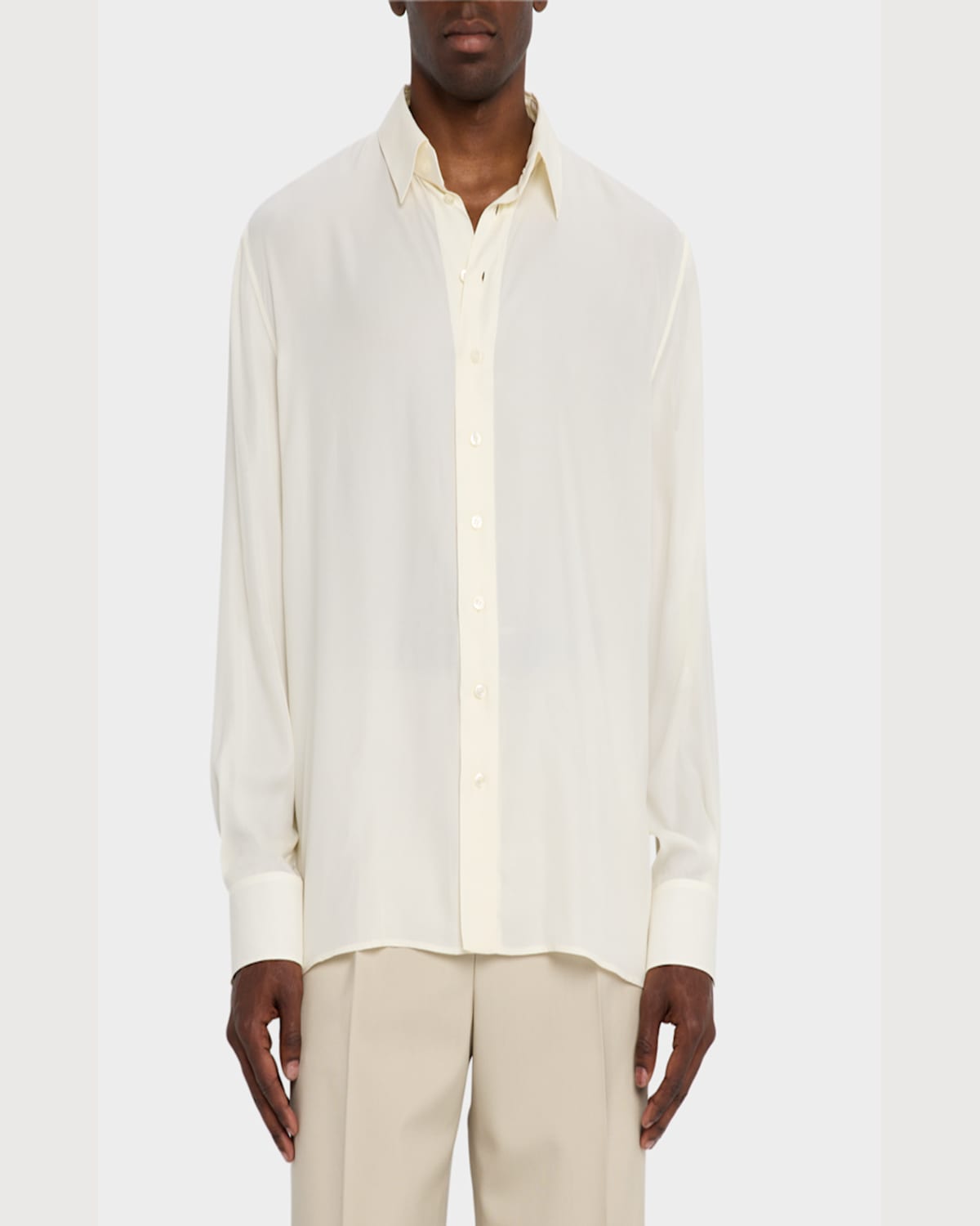 Saint Laurent Men's Pleated Silk Sport Shirt