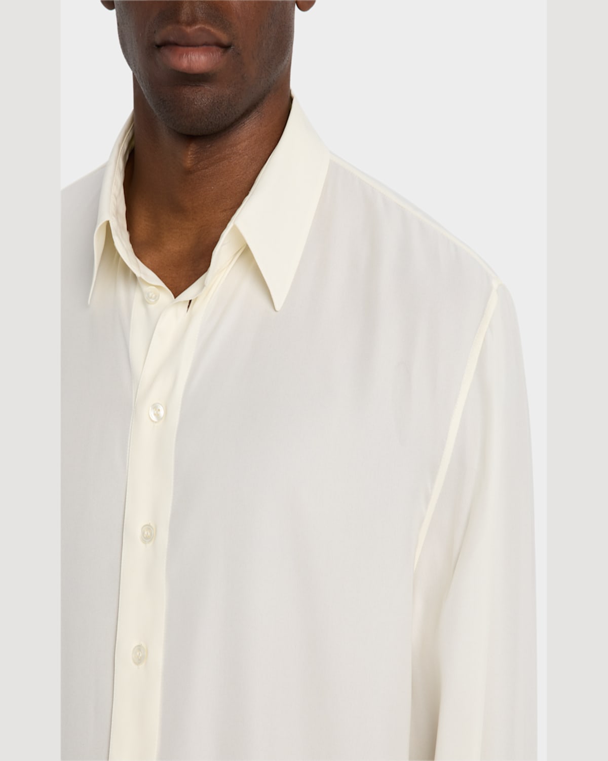 Saint Laurent Men's Pleated Silk Sport Shirt