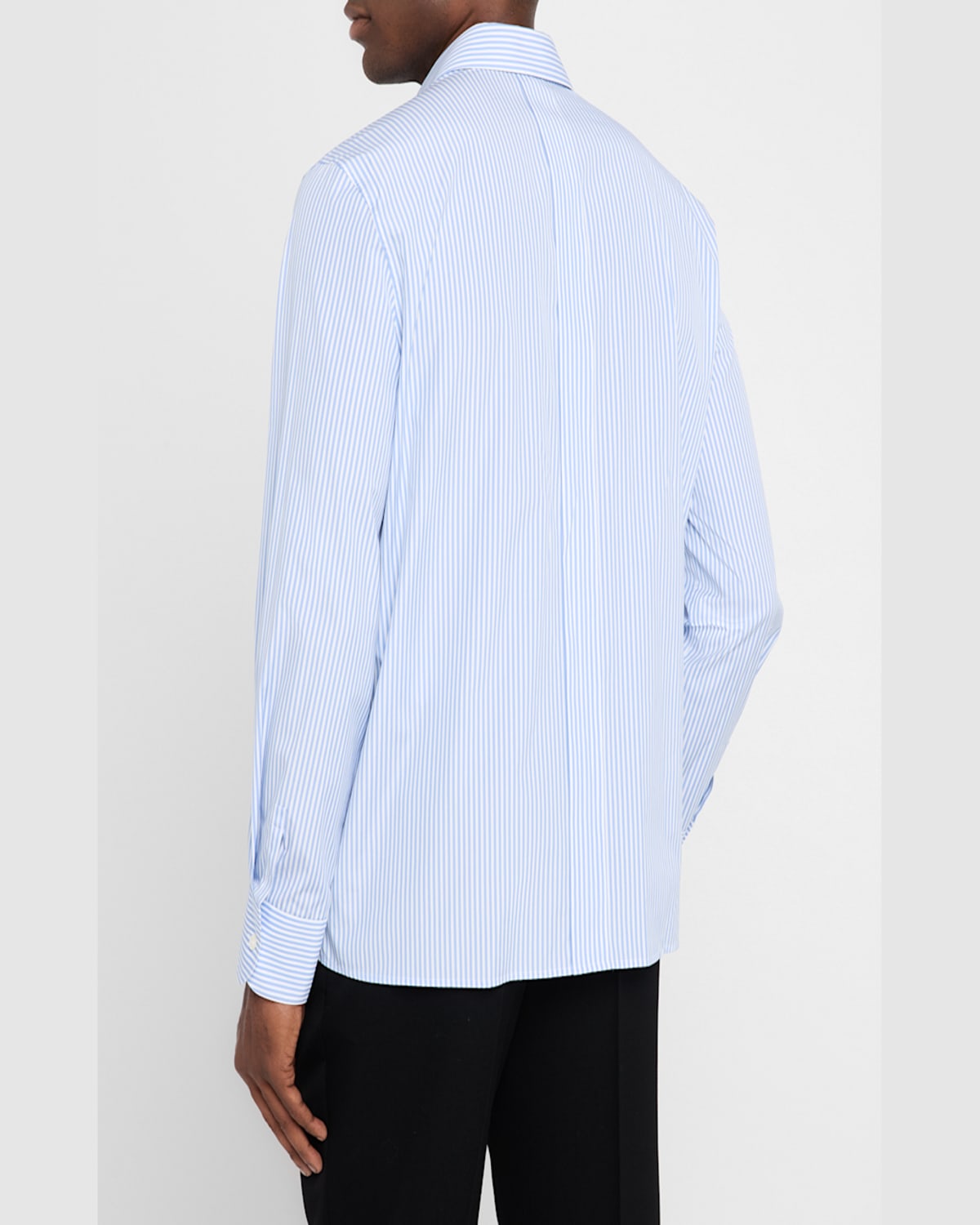 Saint Laurent Blue Striped Shirt In Turchese