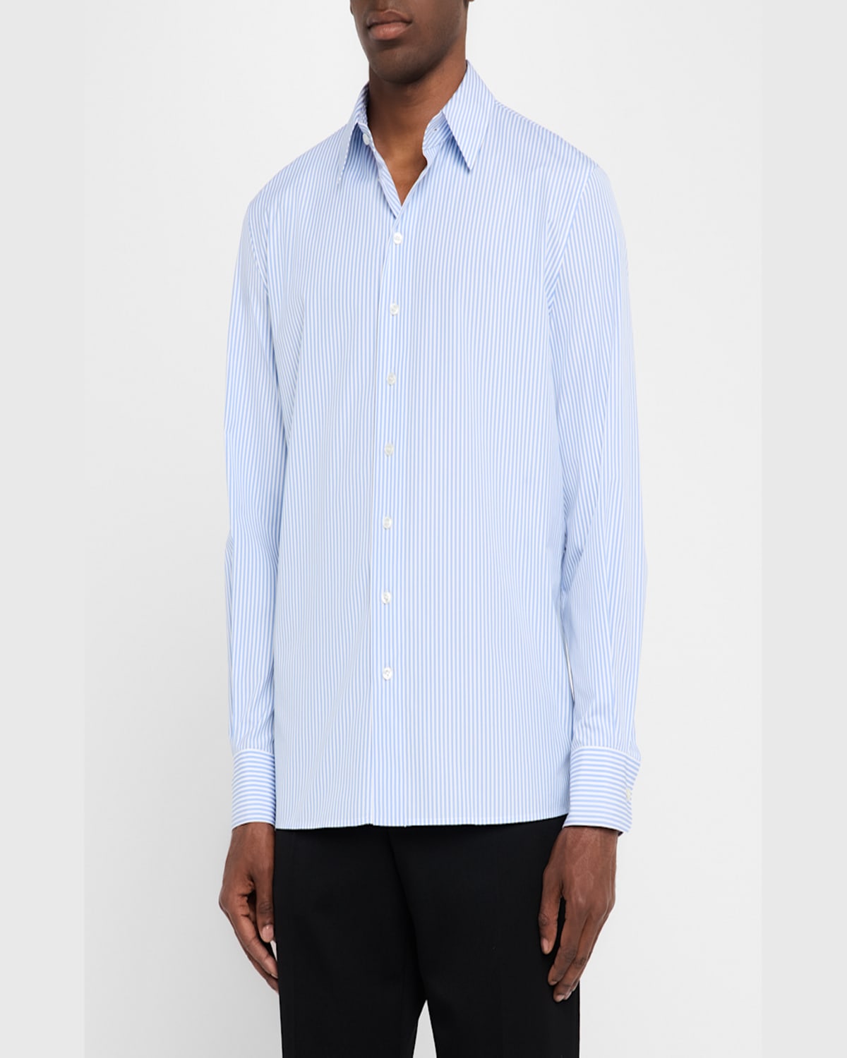 Saint Laurent Blue Striped Shirt In Turchese