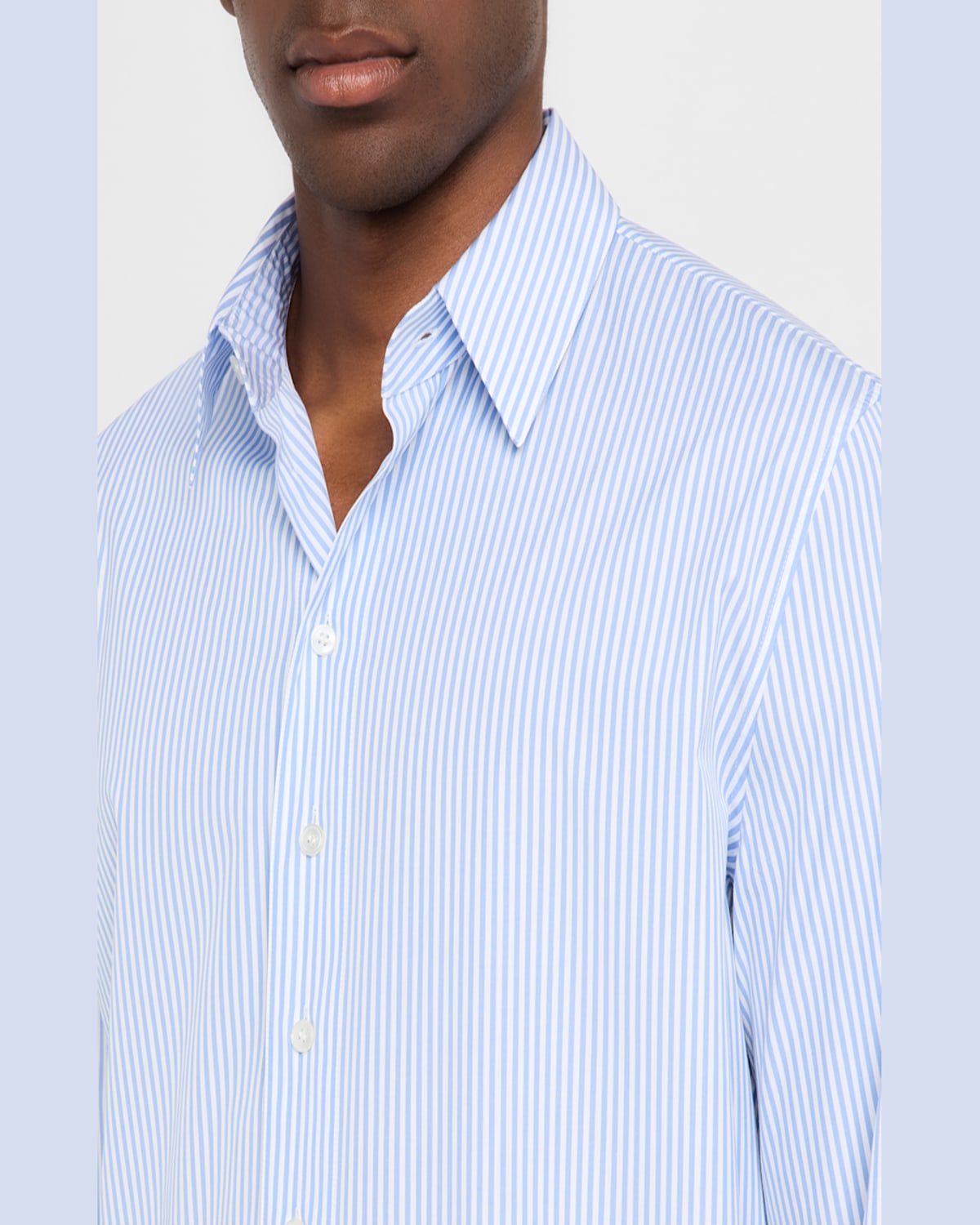 Saint Laurent Blue Striped Shirt In Turchese