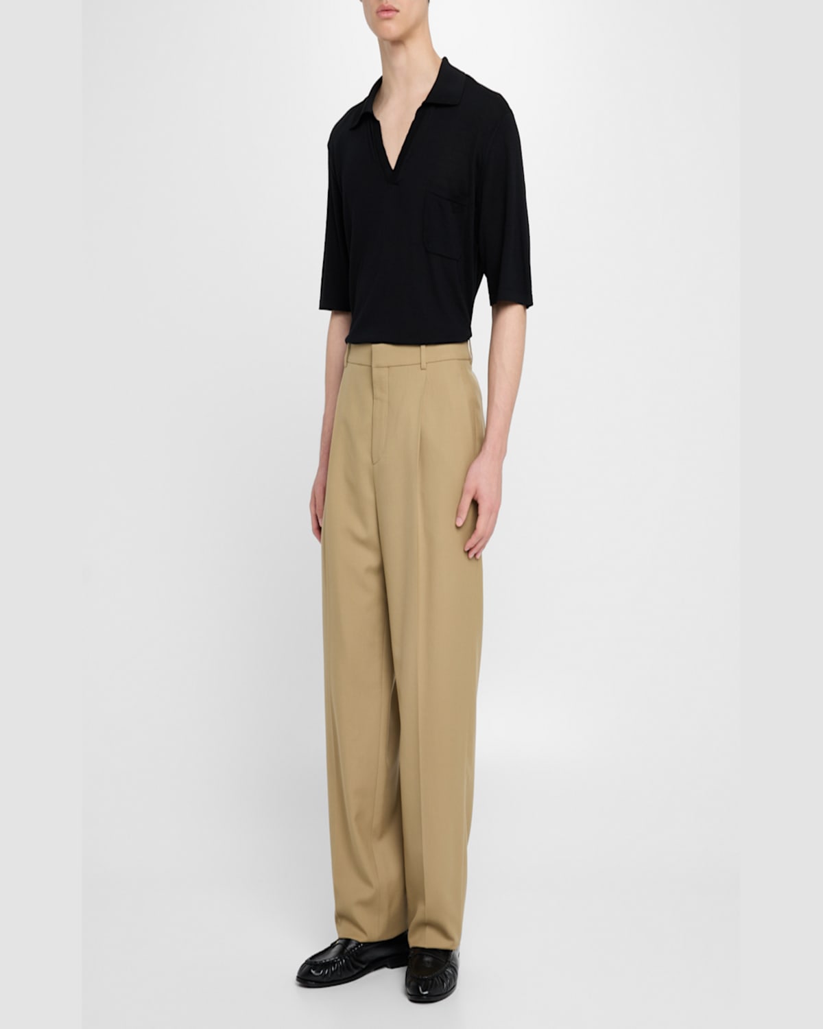 Saint Laurent Carrot-fit Trousers Beige In Golden