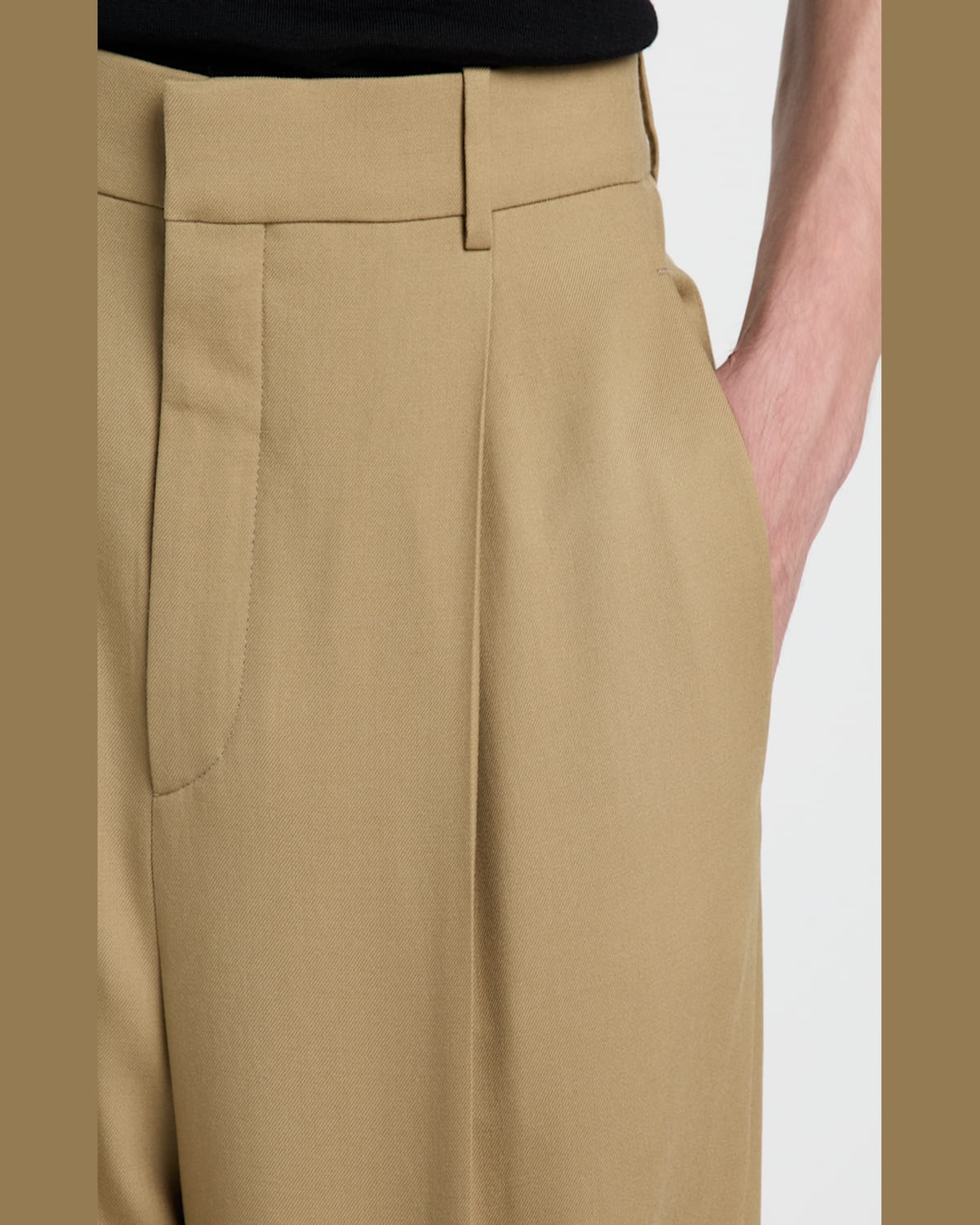 Saint Laurent Carrot-fit Trousers Beige In Golden