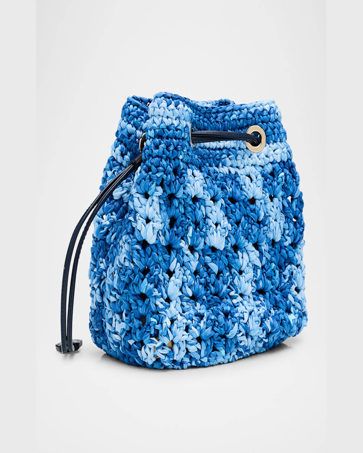 ROGER VIVIER TRES VIVIER BUCKLE RAFFIA BUCKET BAG 