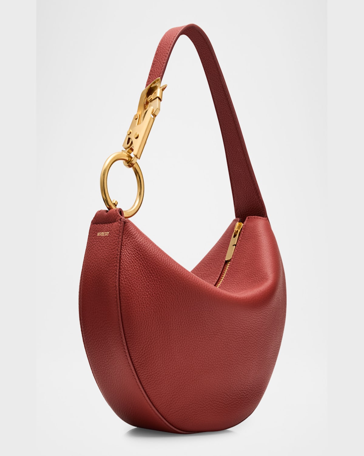 Burberry Knight Arc Rust Brown Grained Leather Shoulder Bag In Rust