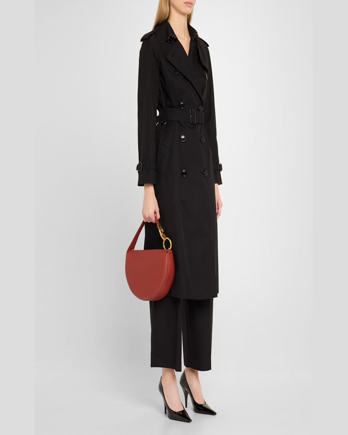 Burberry Knight Arc Rust Brown Grained Leather Shoulder Bag In Rust