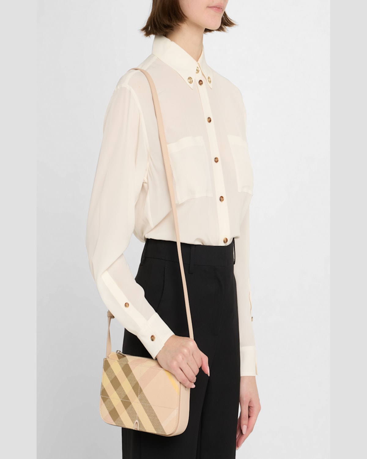 Burberry Snip Check Crossbody Bag In Teacup