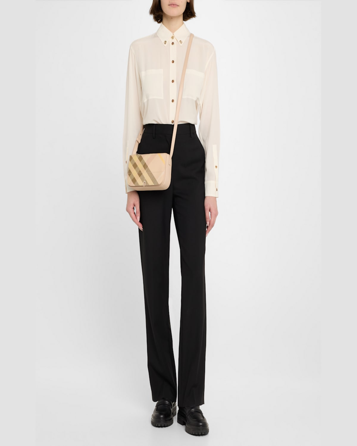 Burberry Snip Check Crossbody Bag In Teacup