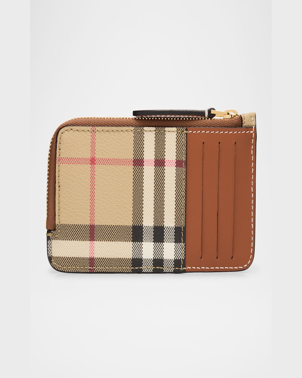 Burberry Beige Card Case With Check Motif In Eco Leather Woman In Archive Beige