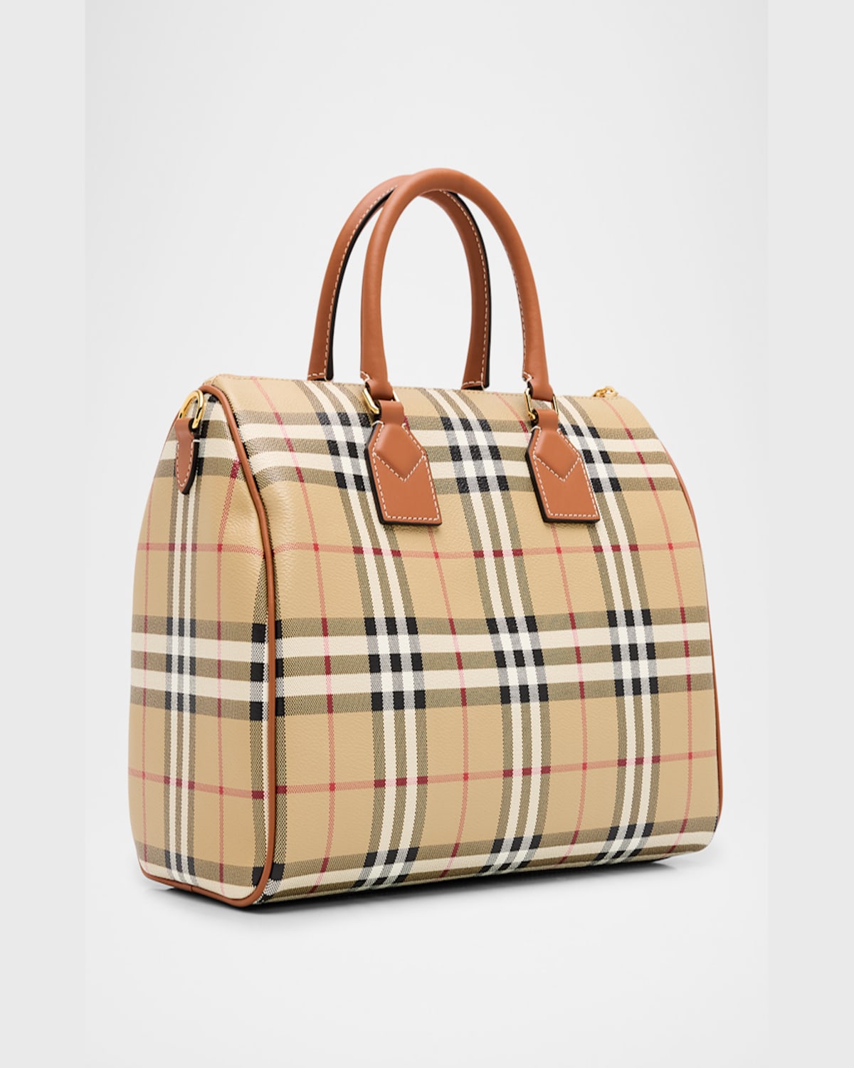 Burberry Bowling Check Medium Size Hand Bag In Briar Brown