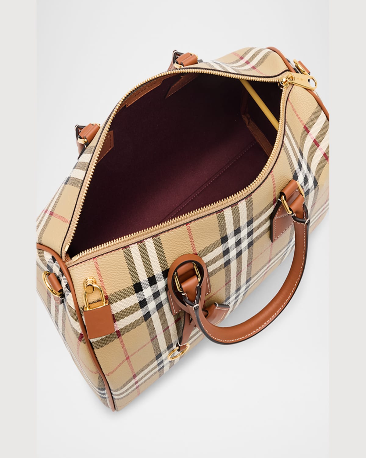 Burberry Bowling Check Medium Size Hand Bag In Briar Brown