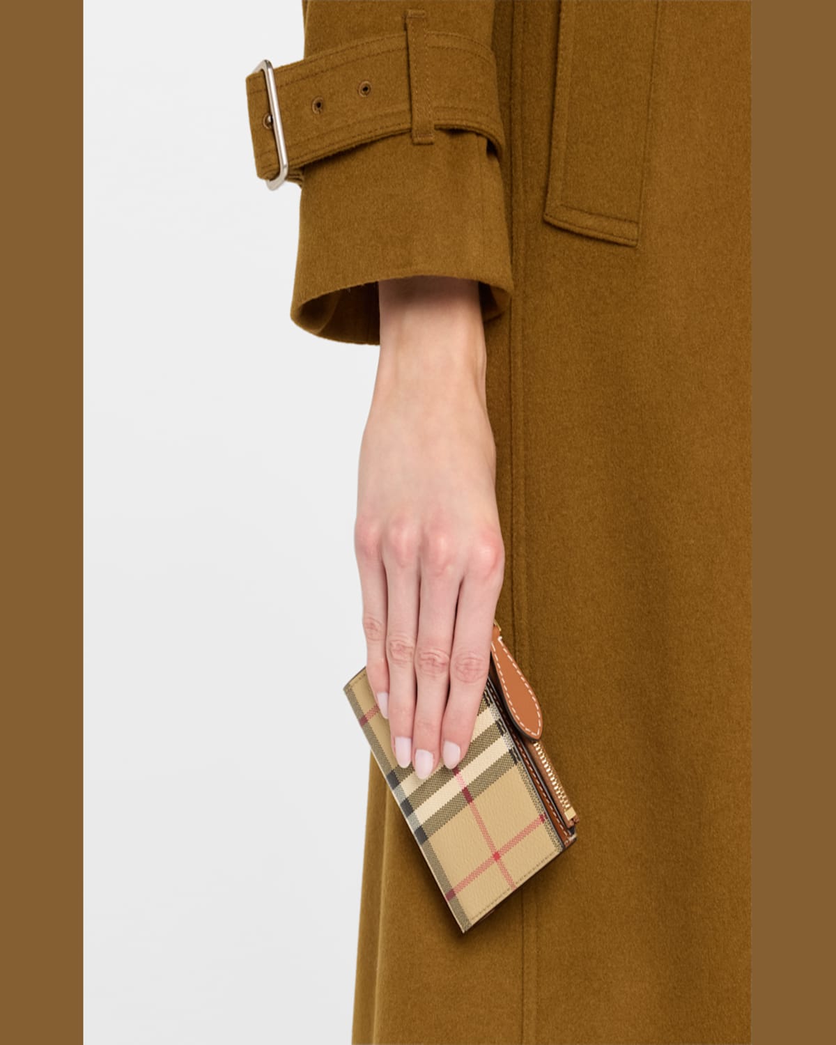 Burberry Small Check Leather Bifold Wallet In Archive Beige