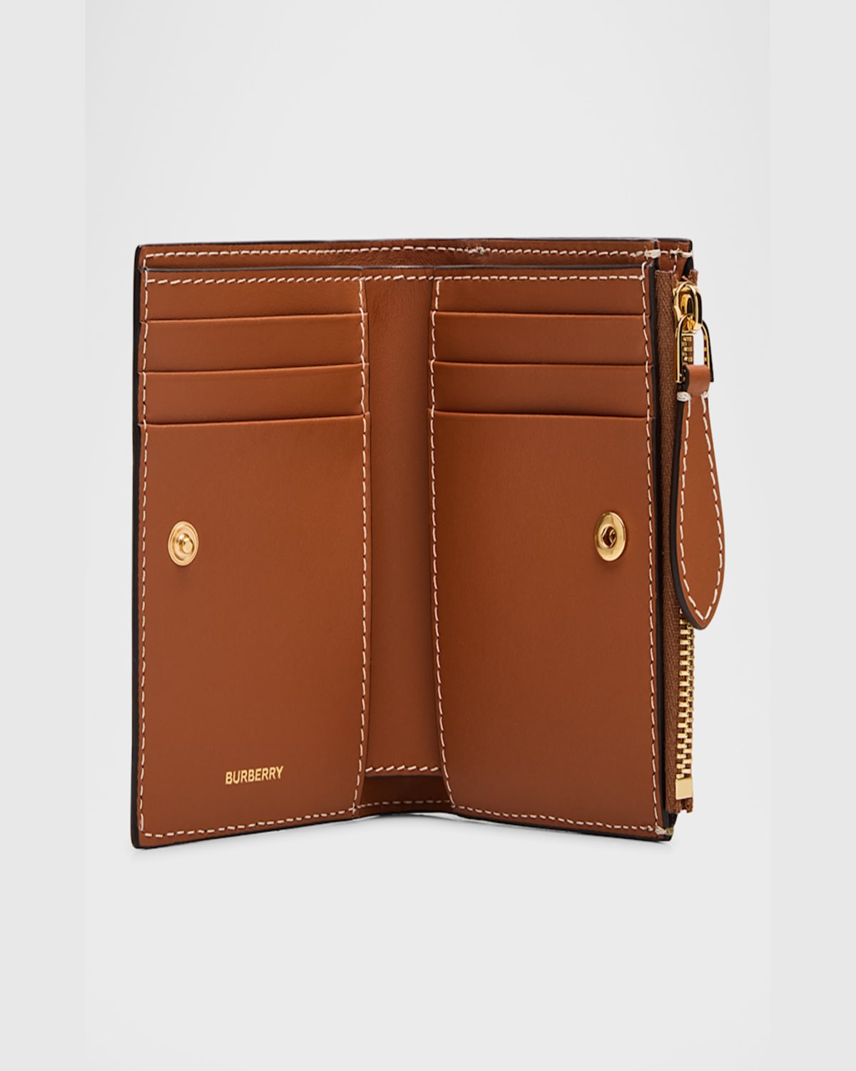 Burberry Small Check Leather Bifold Wallet In Archive Beige