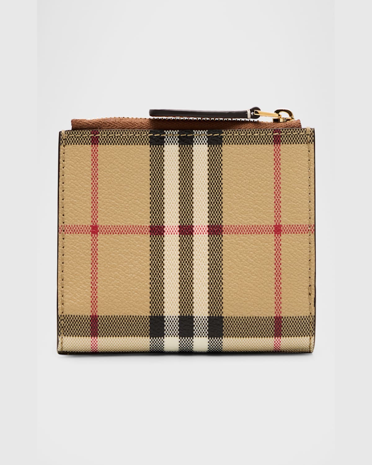 Burberry Small Check Leather Bifold Wallet In Archive Beige