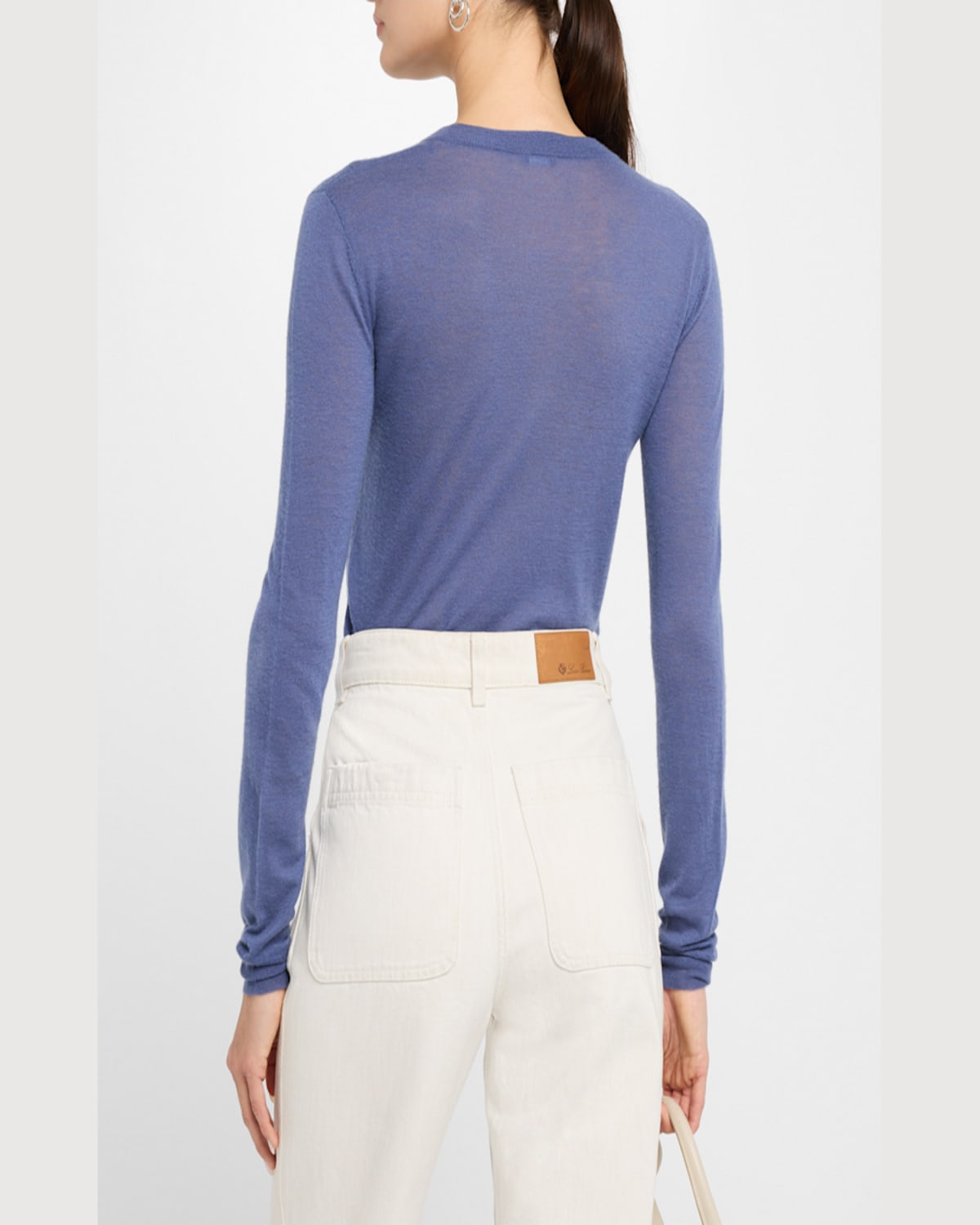 Joseph Long-sleeve Crewneck Cashmere Top In Harbour