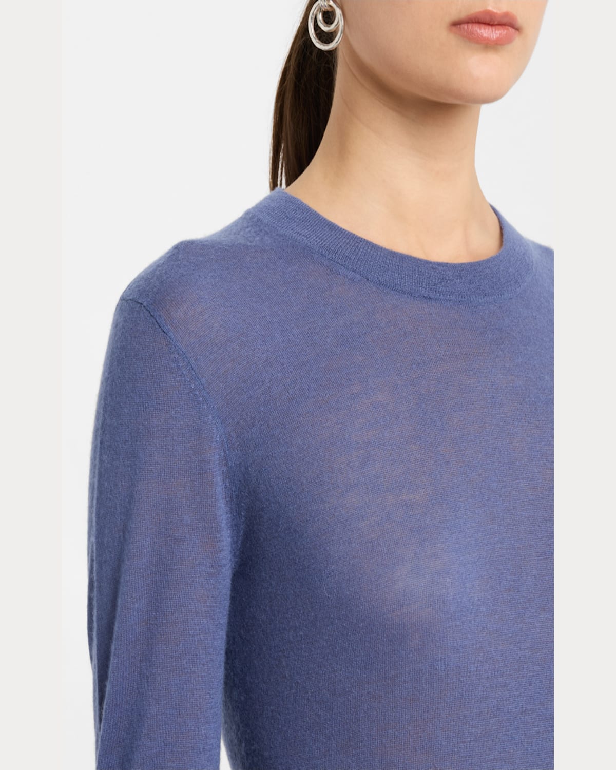 Joseph Long-sleeve Crewneck Cashmere Top In Harbour