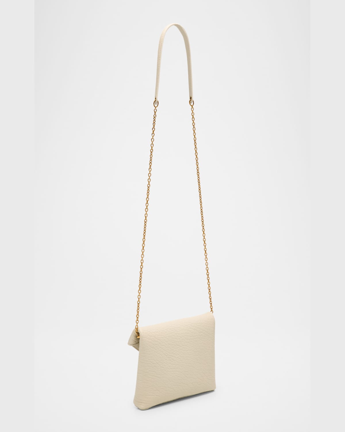 Saint Laurent Cassandre Small Ysl Pouch On Chain In Calfskin In 9207 Crema Soft