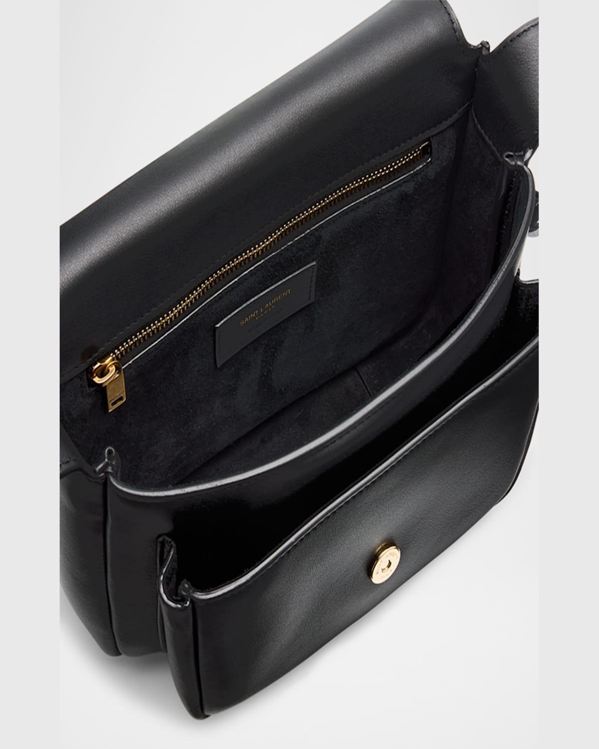 Saint Laurent Niki Ysl Flap Crossbody Bag In Calfskin In Noir
