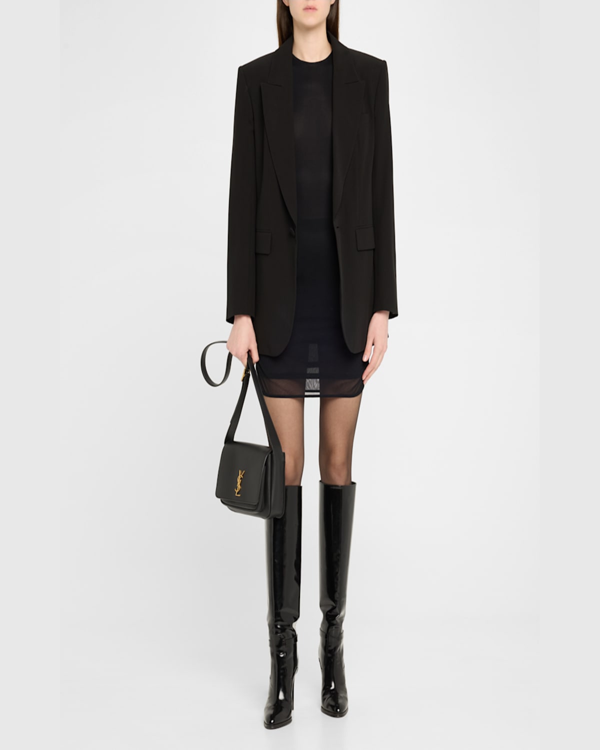 Saint Laurent Niki Ysl Flap Crossbody Bag In Calfskin In Noir
