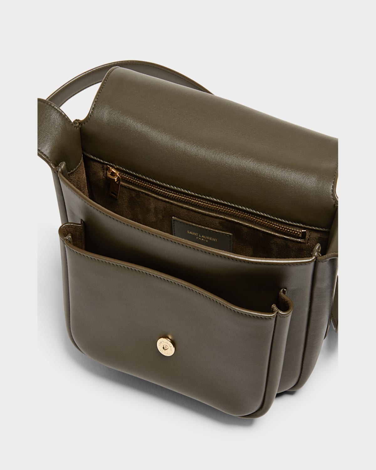 Saint Laurent Niki Ysl Flap Crossbody Bag In Calfskin In Light Musk