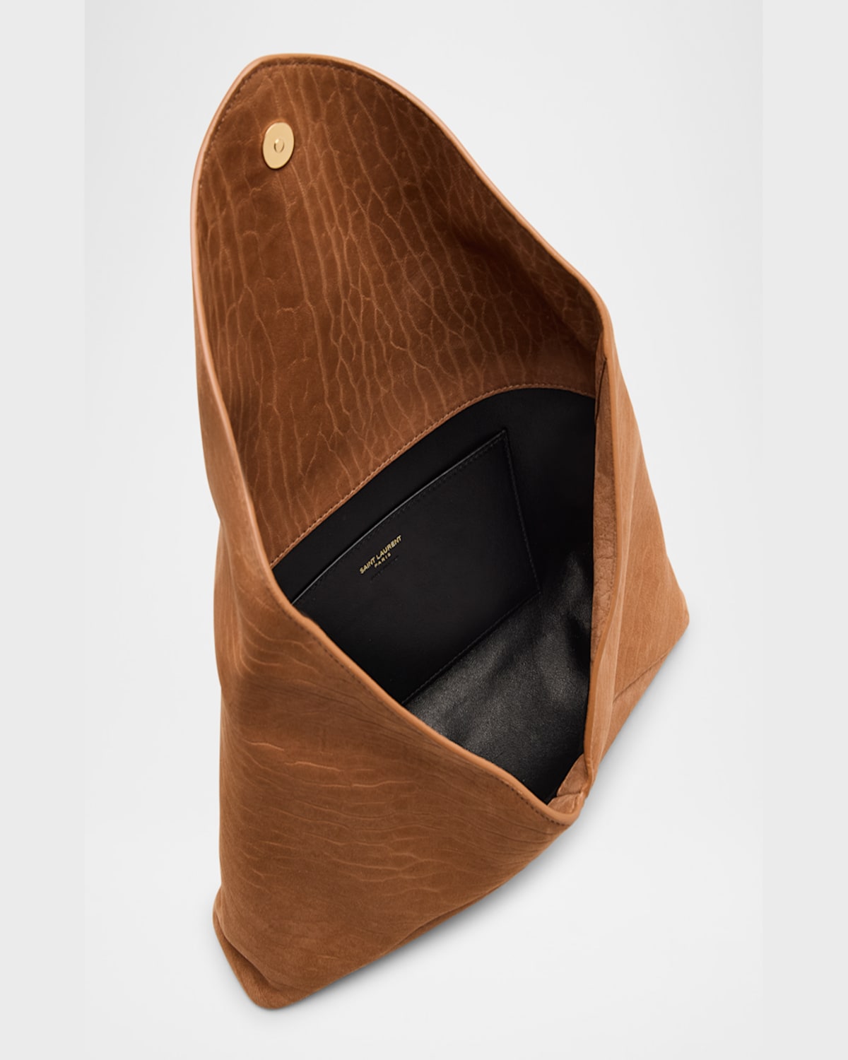 Saint Laurent Large Ysl Envelope Pouch Clutch Bag In Pebbled Leather In Honey Caramel