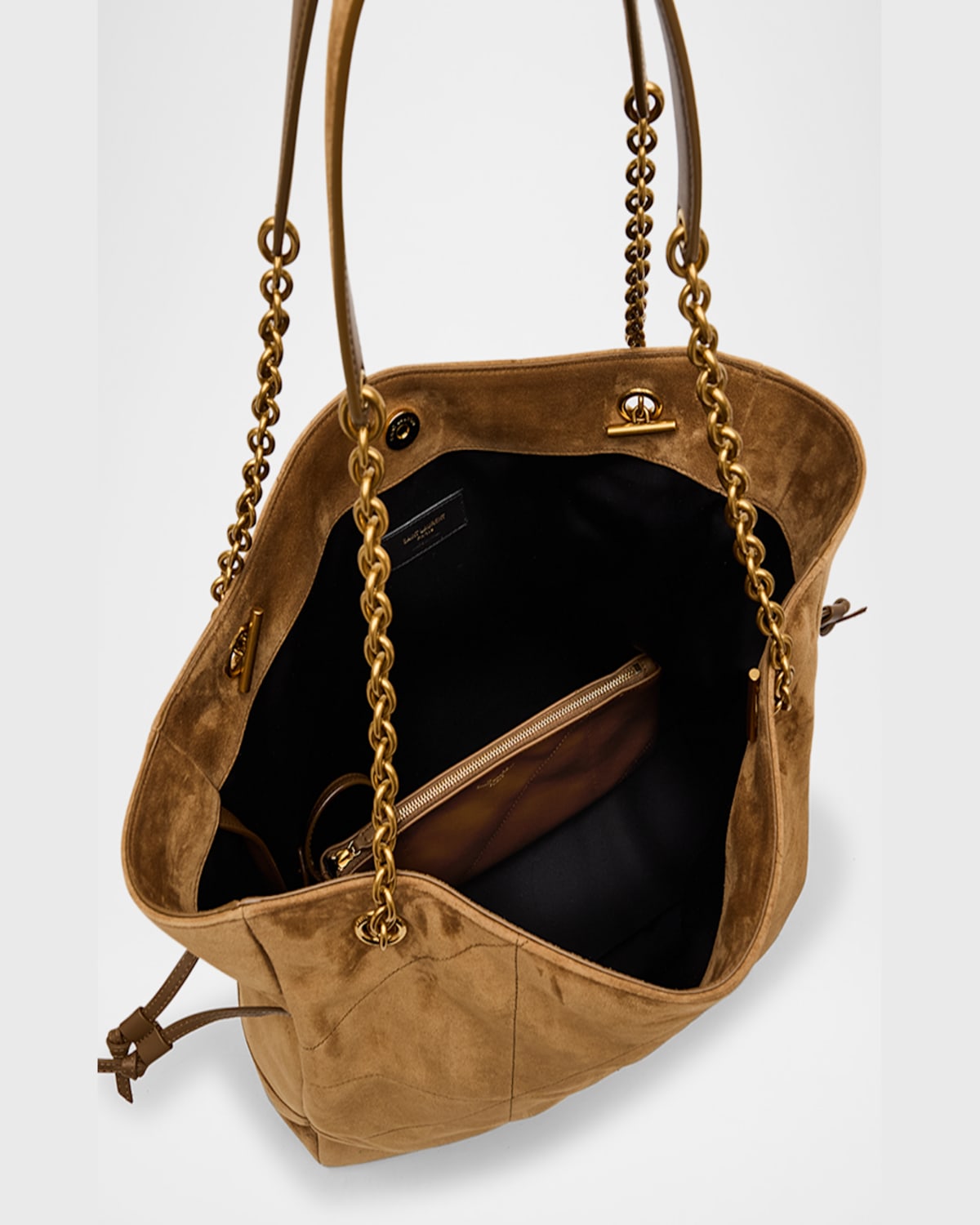Saint Laurent Jamie 4.3 Drawstring Suede Shoulder Bag In Golden Leaf