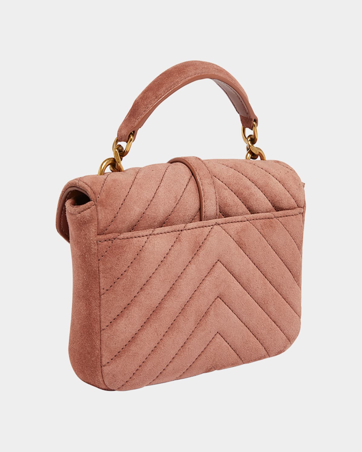 Shop Saint Laurent College Mini Chain Shoulder Bag In Suede In Barely Pink Bare Pi