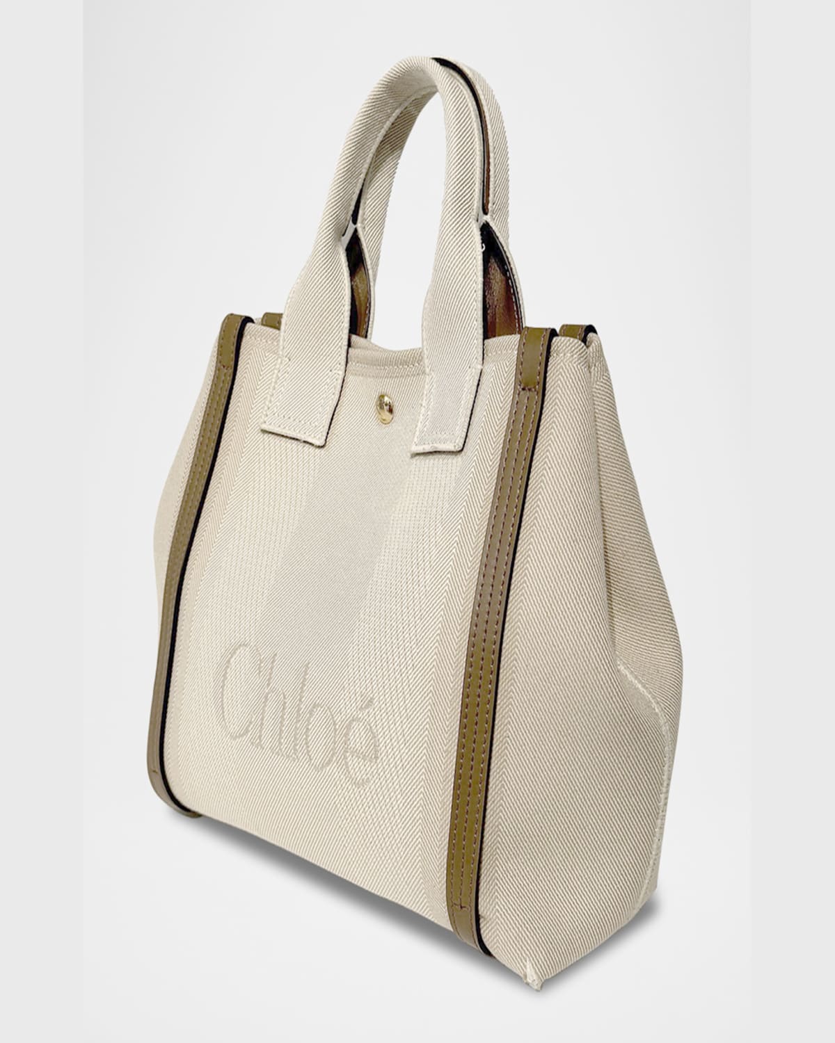 Chloé Small Tote Bag In Jacquard Canvas In 23n Vegetal Beige