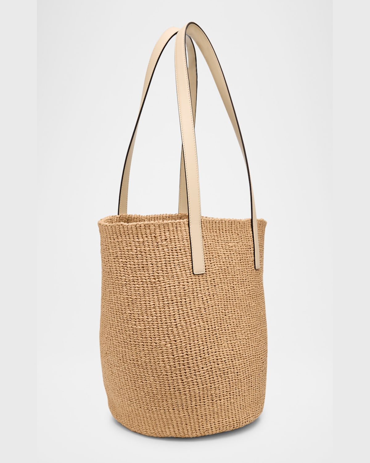 Chloé Large Horse Medal Basket Tote Bag In Paper And Leather In Deep Ivory