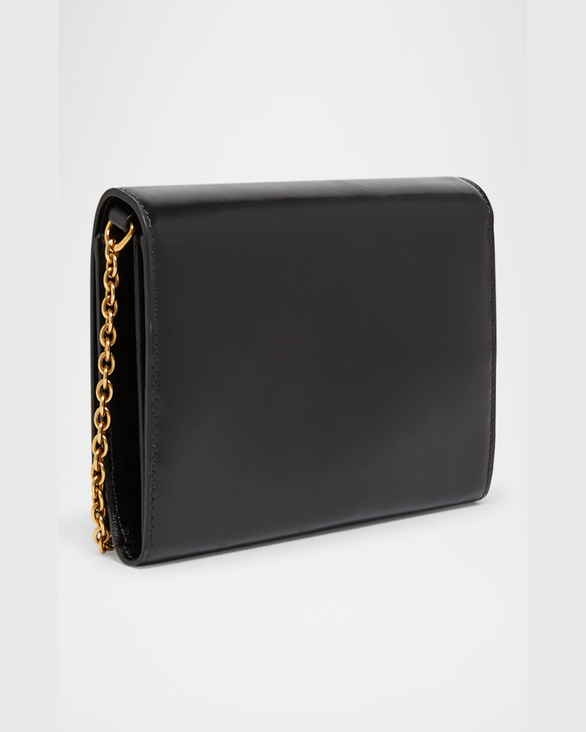 Shop Chloé Iconic Flap Wallet On Chain In Shiny Calfskin In Black