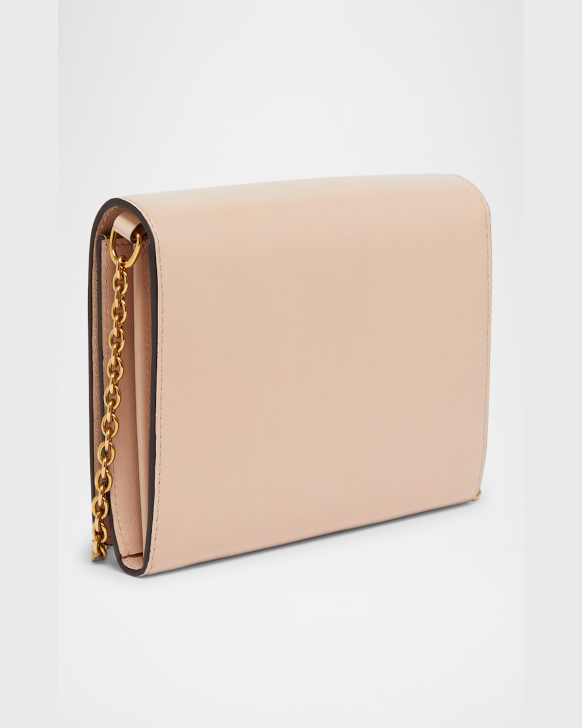 Shop Chloé Iconic Flap Wallet On Chain In Shiny Calfskin In Cement Pink