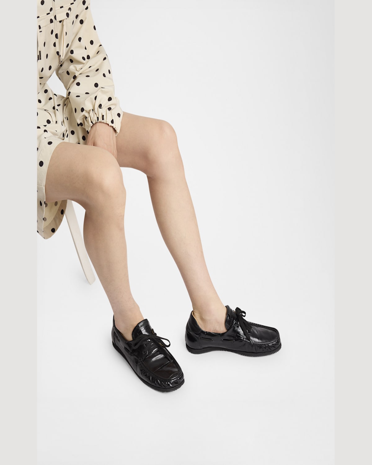 Jacquemus Batto Loafers With Croco Embossed Leather In Black