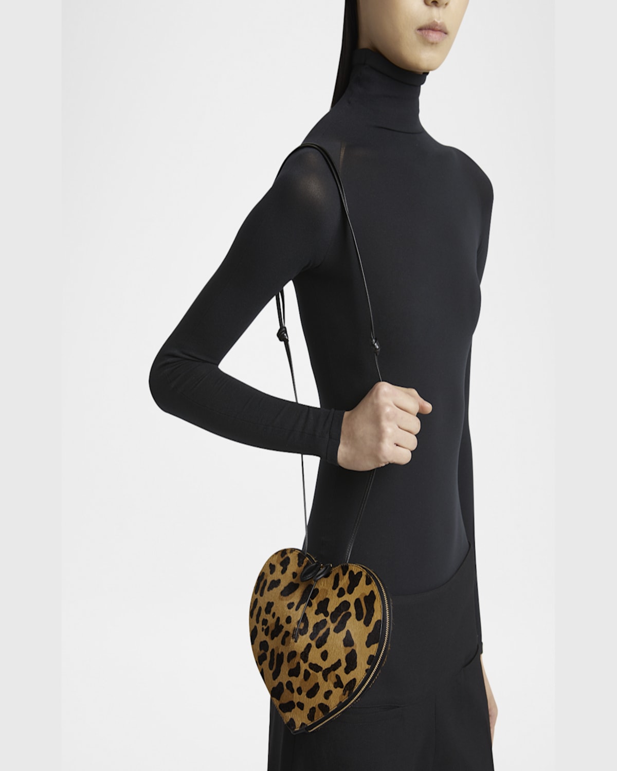 Alaïa Le Coeur Leopard-print Leather-trimmed Calf Hair Shoulder Bag In 157 Brun Sepia