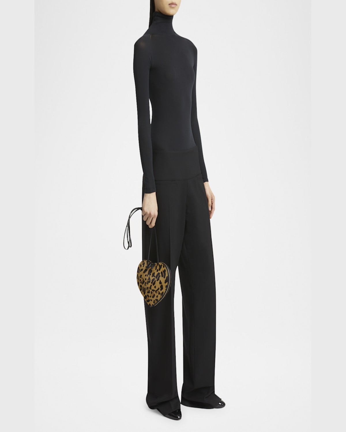 Alaïa Le Coeur Leopard-print Leather-trimmed Calf Hair Shoulder Bag In 157 Brun Sepia
