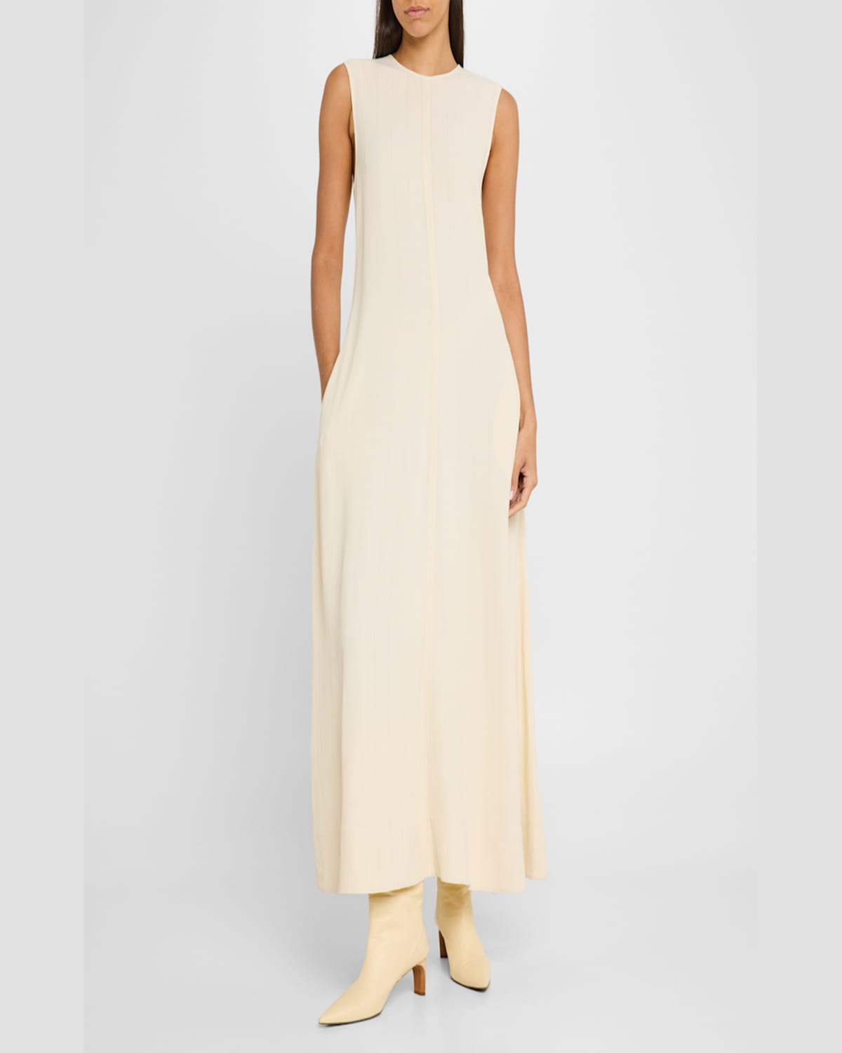 Totême Striped Woven Sleeveless Maxi Dress In Natural
