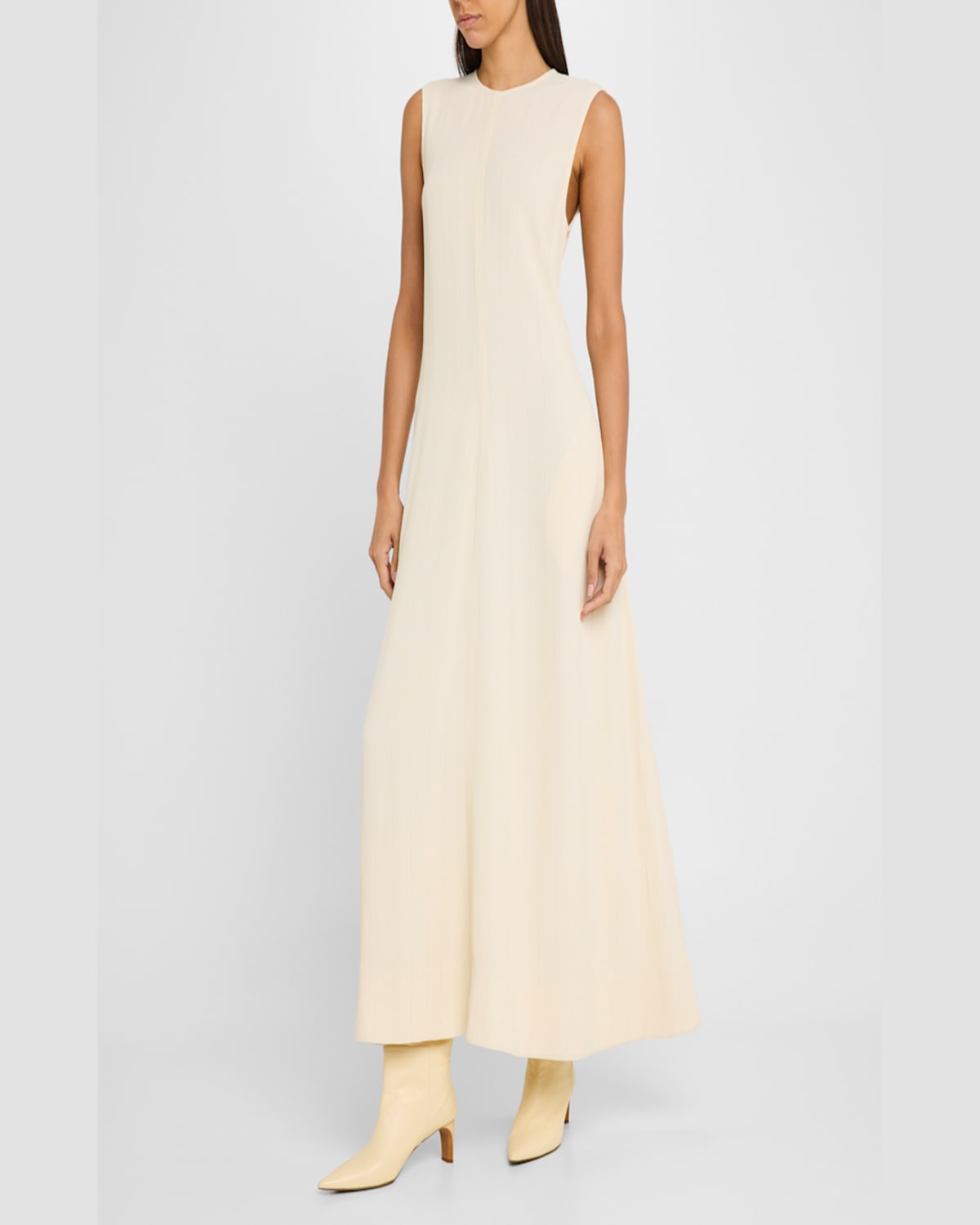 Totême Striped Woven Sleeveless Maxi Dress In Natural