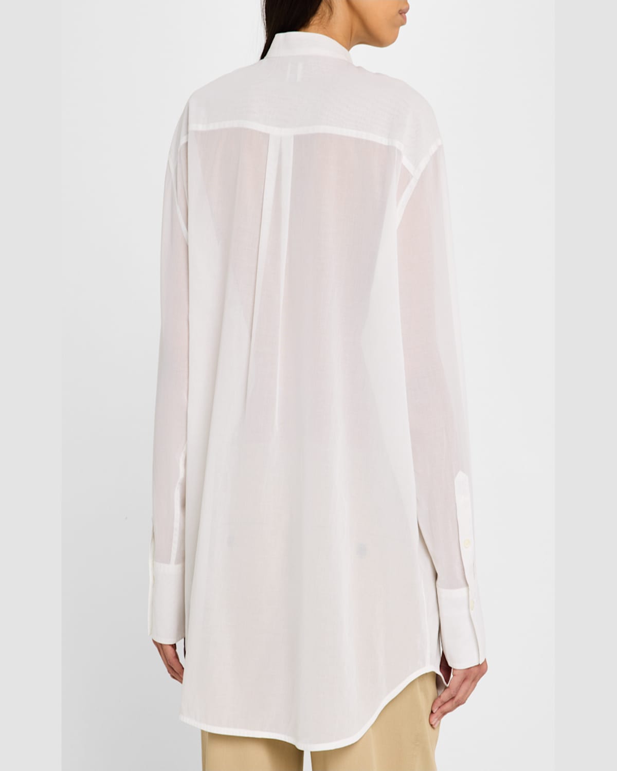 Totême Stand-collar Tassel Cotton Voile Shirt In White