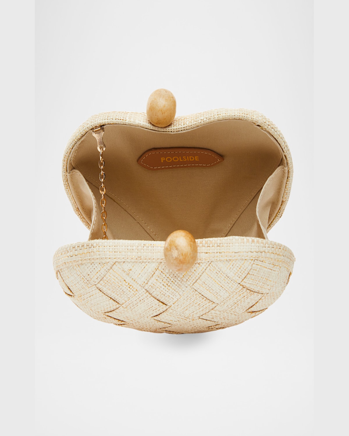 Poolside The Di Mezzo Heart Clutch Bag In Natural