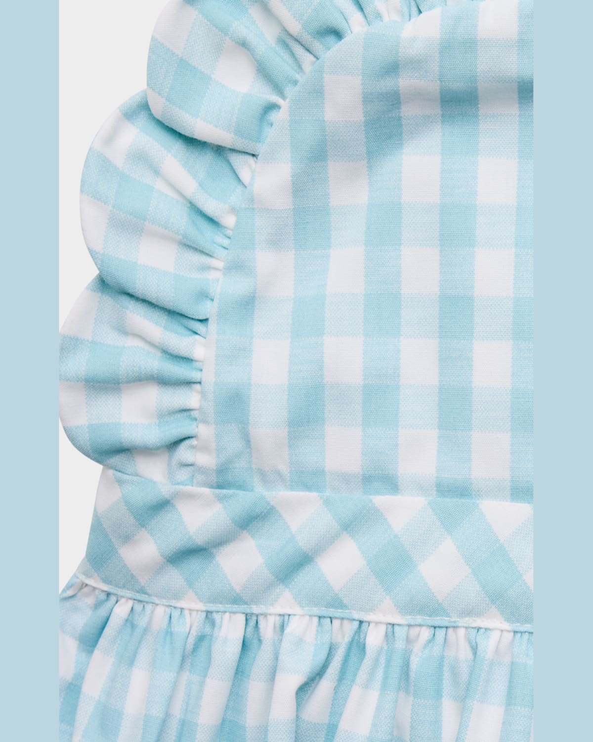 Luli & Me Girl's Ruffle Gingham-print Bubble Romper In Aqua
