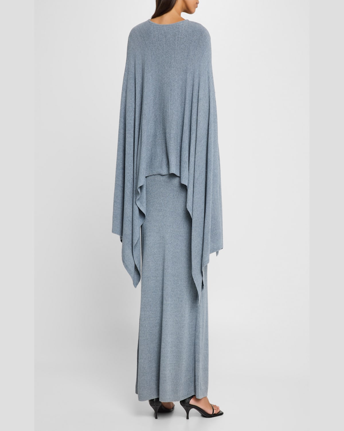 Totême Cape-detailed Knit Silk Maxi Dress In Lightpastel Blue