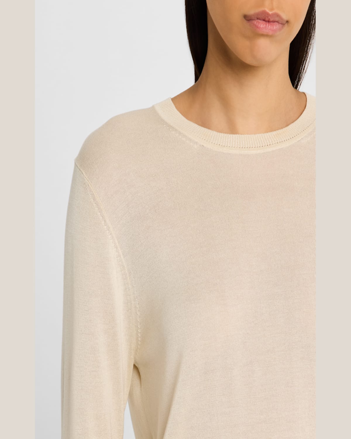 Shop Totême Fine Silk Knit Crewneck Sweater In Natural