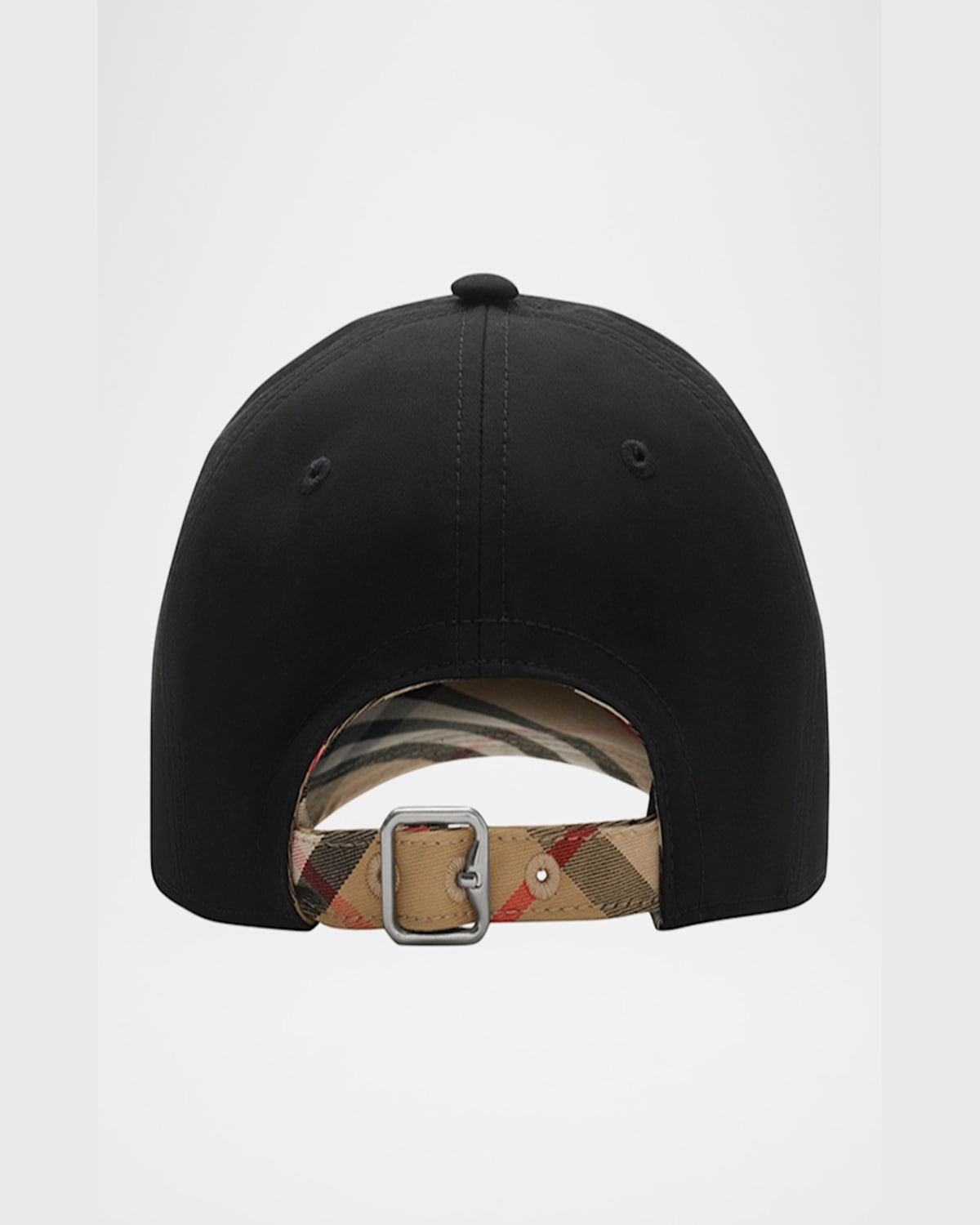 Burberry Men's Check-strap Ekd Baseball Cap In Black